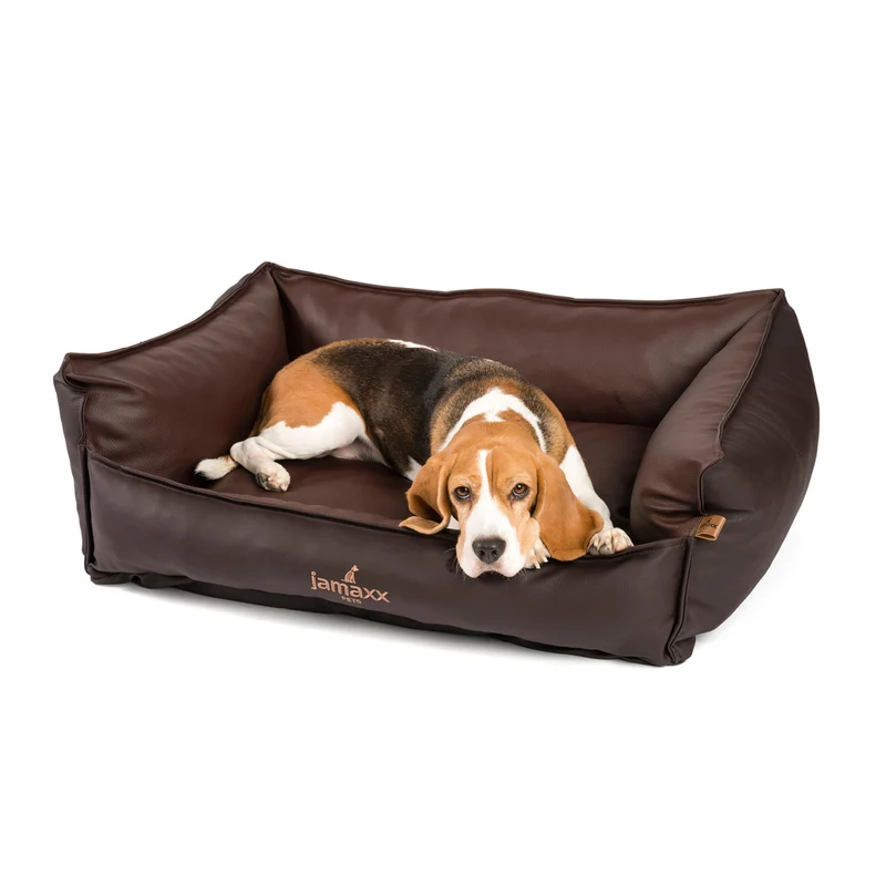 PDB2019 | Deluxe Hundebett / Hunde-Sofa, Premium Lederimitat, orthopädische Polster, viele Farben