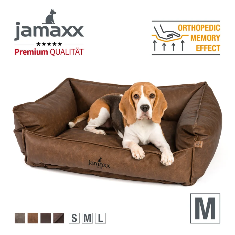 PDB2019 | Deluxe Hundebett / Hunde-Sofa, Premium Lederimitat, orthopädische Polster, viele Farben