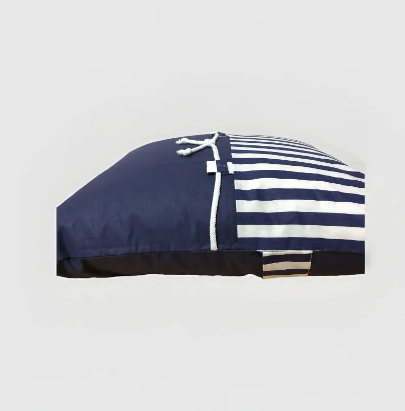 Maritime Kissenhülle, Landhausstil Dekokissen Seemannsknoten blau/weiß gestreift