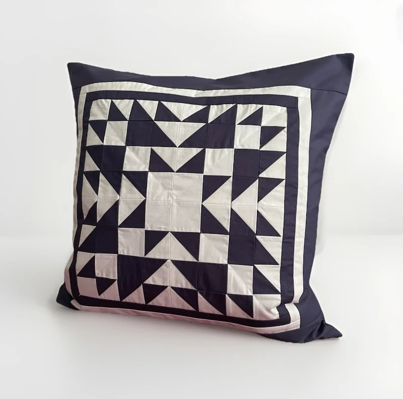 Patchwork Kissenhülle, Landhausstil Kissenbezug, blau/weiß 50x50cm