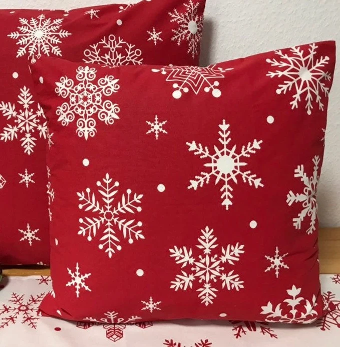 1x Weihnachtliche Landhausstil Kissenhülle * Kissenbezug * Dekokissen * rot/weiß