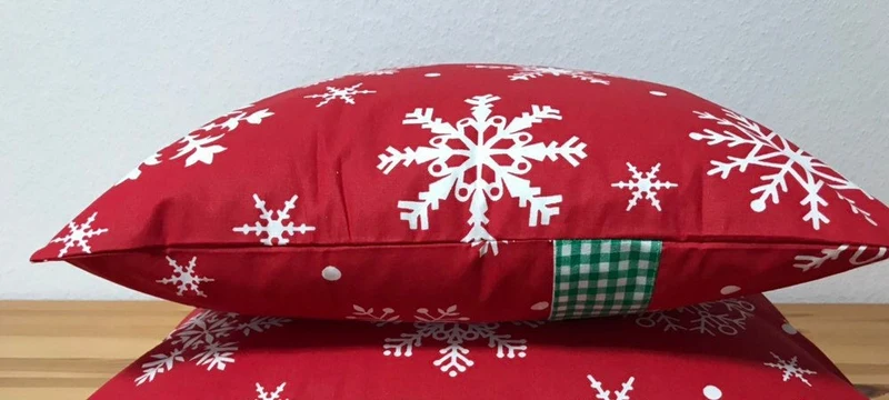 1x Weihnachtliche Landhausstil Kissenhülle * Kissenbezug * Dekokissen * rot/weiß