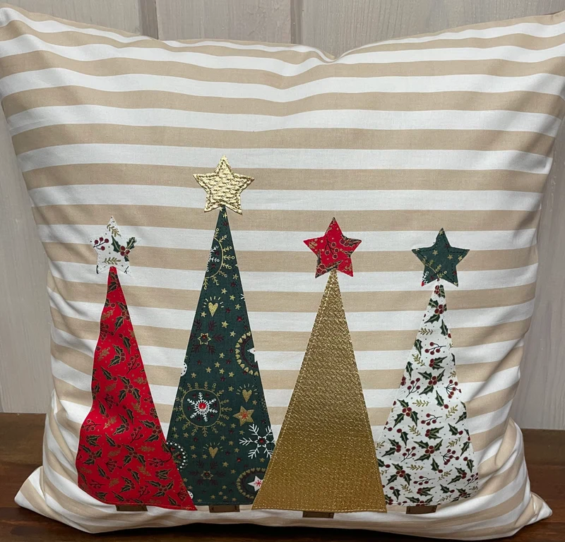 1x Weihnachtliche Landhausstil Kissenhülle * Kissenbezug * Dekokissen * beige weiß gestreift