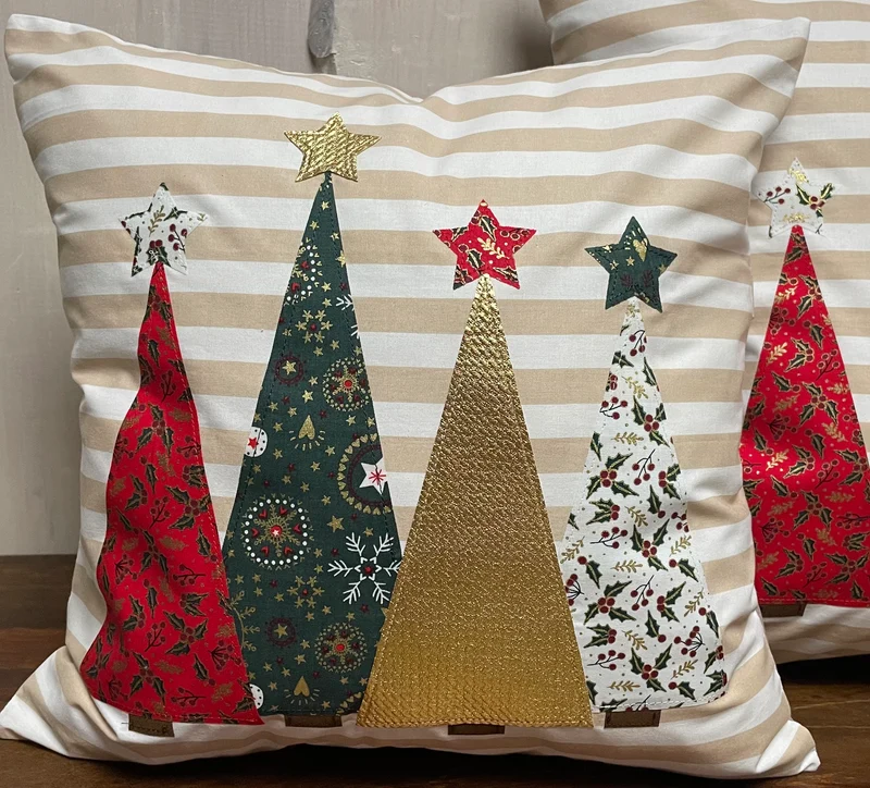 1x Weihnachtliche Landhausstil Kissenhülle * Kissenbezug * Dekokissen * beige weiß gestreift
