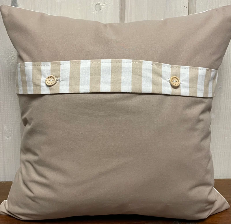 1x Weihnachtliche Landhausstil Kissenhülle * Kissenbezug * Dekokissen * beige weiß gestreift