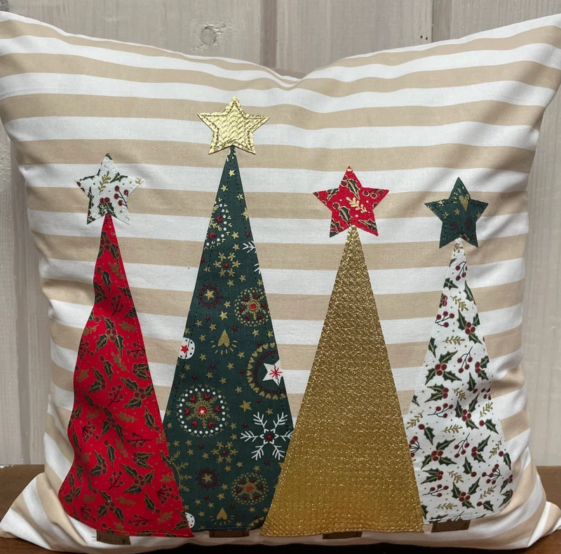 1x Weihnachtliche Landhausstil Kissenhülle * Kissenbezug * Dekokissen * beige weiß gestreift