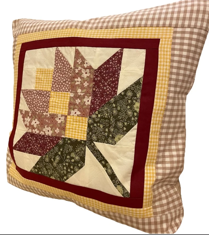 Patchwork Kissenhülle, Landhausstil Kissenbezug, beige/creme/rot/grün
