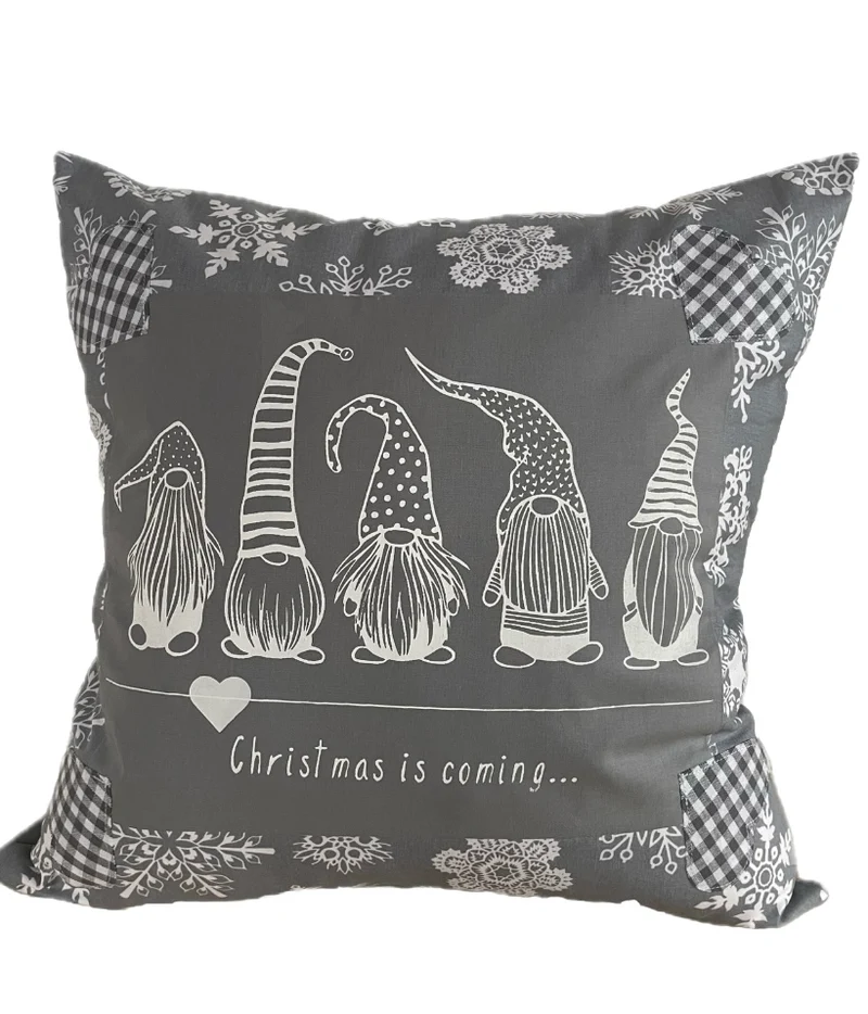 Weihnachtliche Kissenhülle * Landhausstil Kissenbezug * Dekokissen *grau/weiß