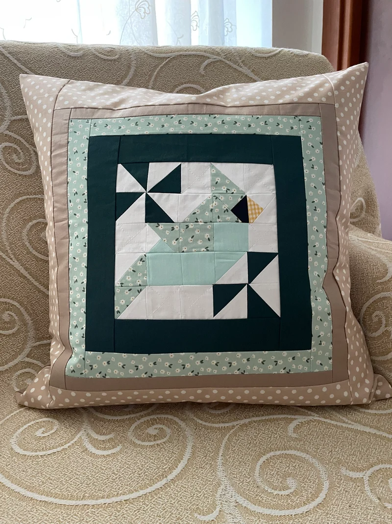 Patchwork Kissenhülle, Landhausstil Kissenbezug, mint/beige/weiß