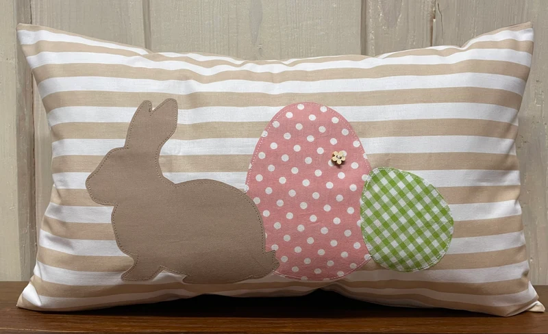1 Landhausstill Kissenhülle & Kissen, Osterkissen,Ostern beige/weiß 30x50cm.