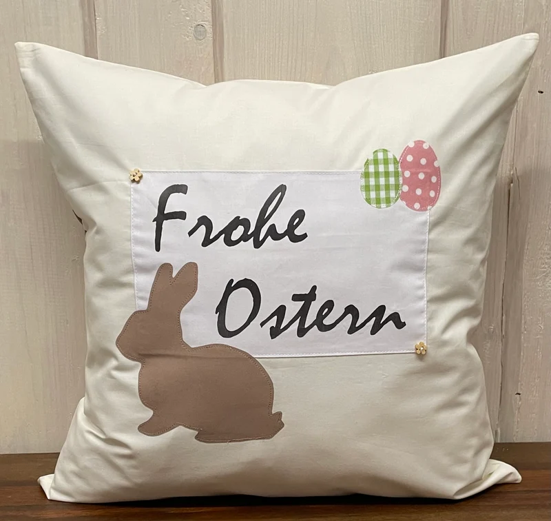 1 Landhausstill Kissenhülle, Kissenbezug, Osterkissen,Ostern creme/beige