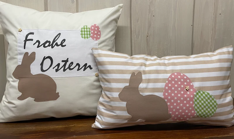1 Landhausstill Kissenhülle, Kissenbezug, Osterkissen,Ostern creme/beige