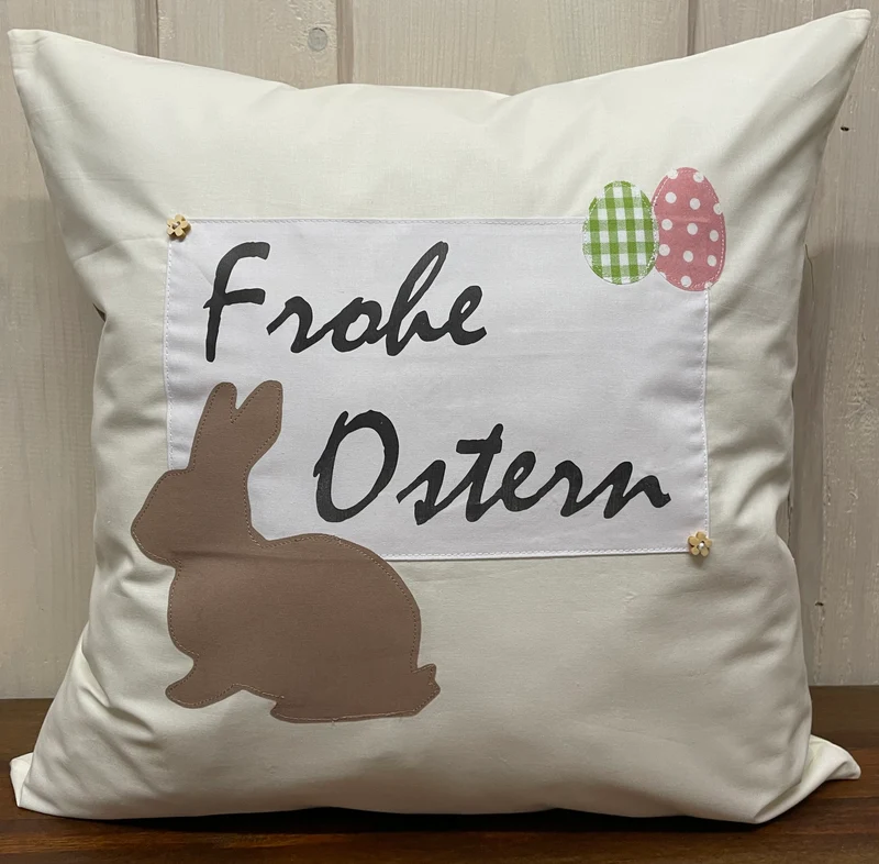 1 Landhausstill Kissenhülle, Kissenbezug, Osterkissen,Ostern creme/beige