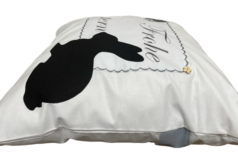 1 Landhausstill Kissenhülle, Kissenbezug, Osterkissen,Ostern weiß/schwarz