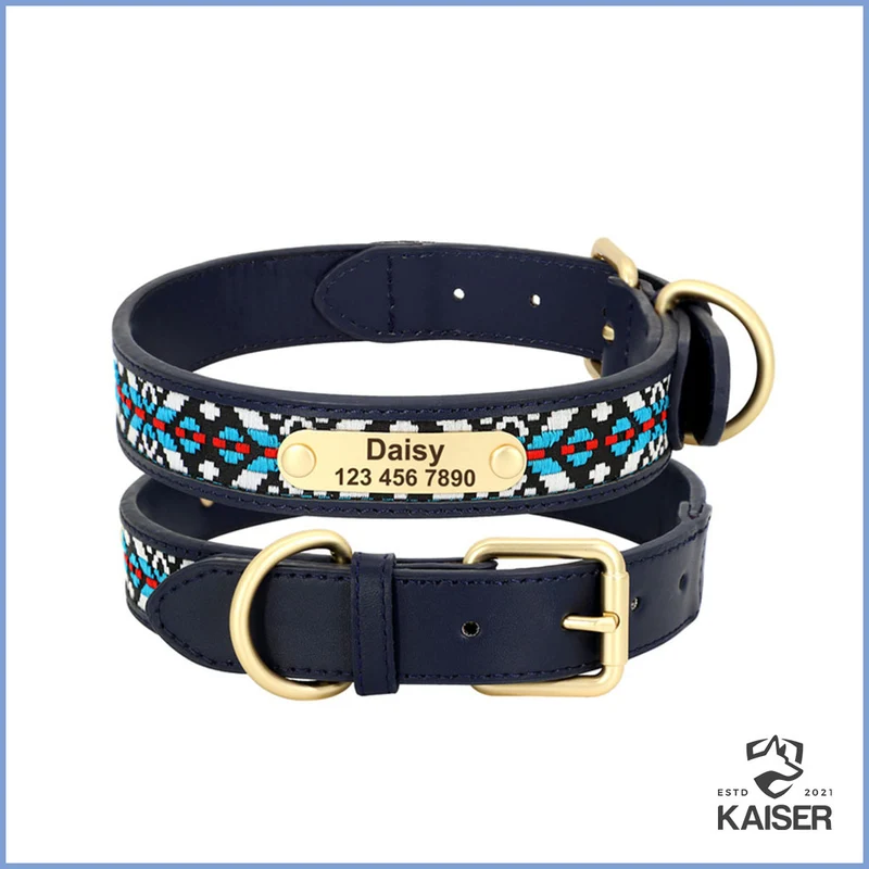 Hundehalsband bunt mit Namensschild