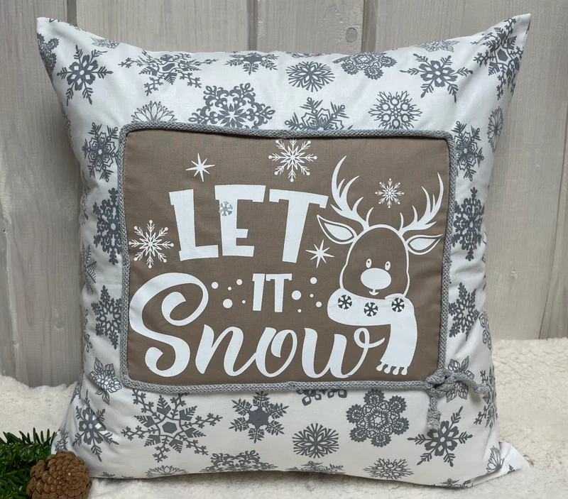 1x Weihnachtliche Landhausstil Kissenhülle * Kissenbezug * Dekokissen * weiß/grau