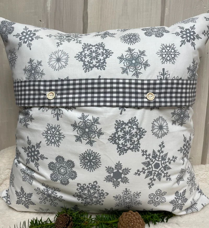 1x Weihnachtliche Landhausstil Kissenhülle * Kissenbezug * Dekokissen * weiß/grau