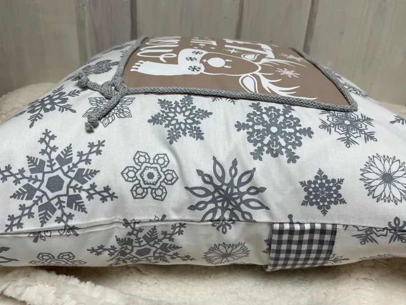 1x Weihnachtliche Landhausstil Kissenhülle * Kissenbezug * Dekokissen * weiß/grau