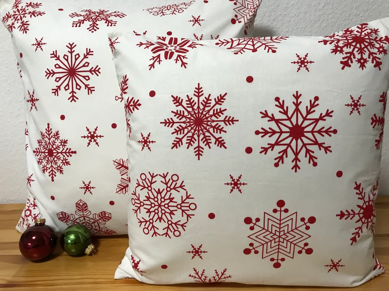 1x Weihnachtliche Landhausstil Kissenhülle * Kissenbezug * Dekokissen * weiß/rot