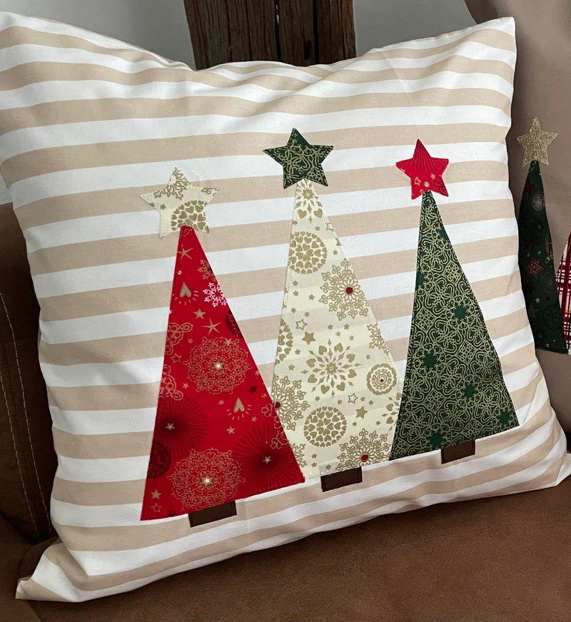 1x Weihnachtliche Landhausstil Kissenhülle * Kissenbezug * Dekokissen * beige weiß gestreift