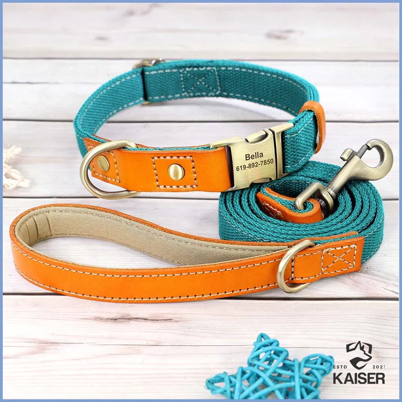 Hundehalsband personalisiert mit Leine