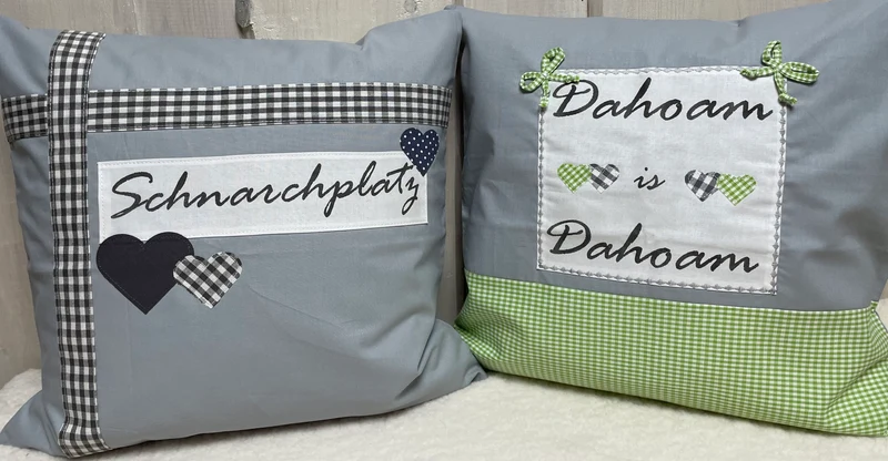 Landhausstil Kissenhülle, Kissenbezug, grün/grau kariertes Dekokissen*Dahoam is Dahoam *