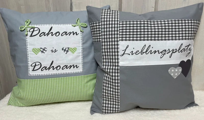 Landhausstil Kissenhülle, Kissenbezug, grün/grau kariertes Dekokissen*Dahoam is Dahoam *