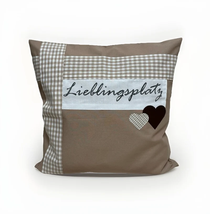 Landhausstil Kissenhülle * Kissenbezug * Dekokissen beige/weiß * Lieblingsplatz *