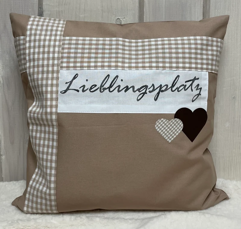 Landhausstil Kissenhülle * Kissenbezug * Dekokissen beige/weiß * Lieblingsplatz *
