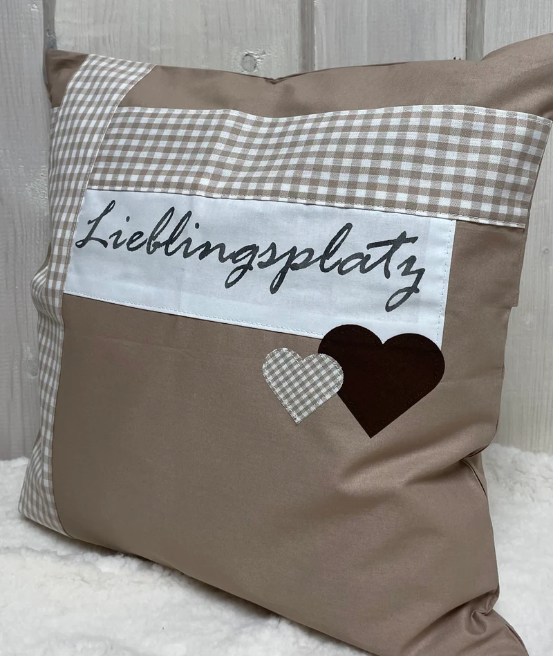 Landhausstil Kissenhülle * Kissenbezug * Dekokissen beige/weiß * Lieblingsplatz *