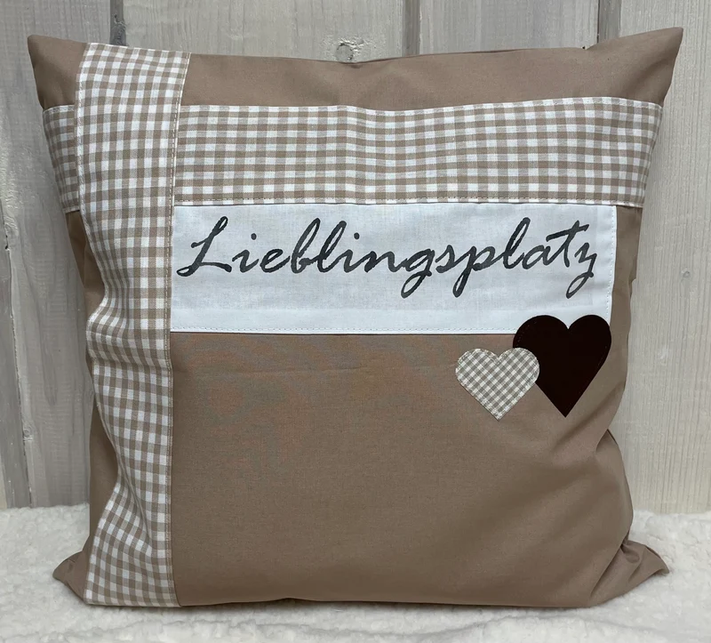Landhausstil Kissenhülle * Kissenbezug * Dekokissen beige/weiß * Lieblingsplatz *