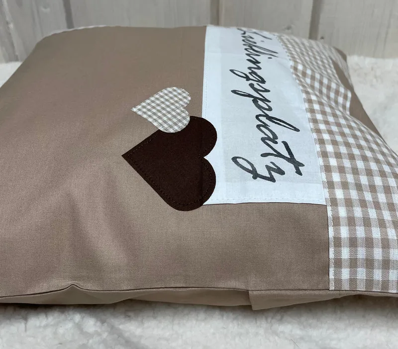 Landhausstil Kissenhülle * Kissenbezug * Dekokissen beige/weiß * Lieblingsplatz *