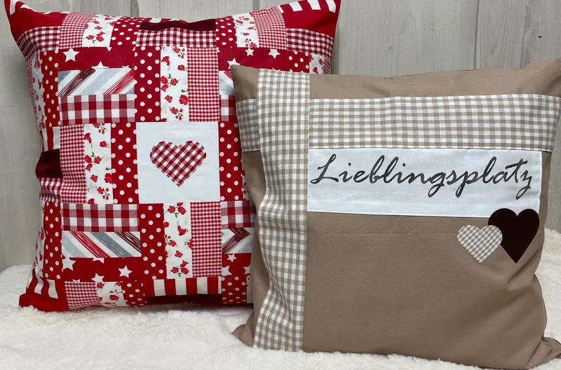 Landhausstil Kissenhülle * Kissenbezug * Dekokissen beige/weiß * Lieblingsplatz *