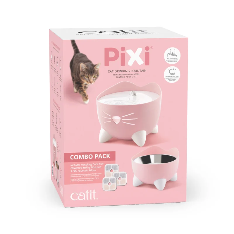 Catit Pixi Combo Kit Trinkbrunnen Futternapf und 3 Ersatzfilter