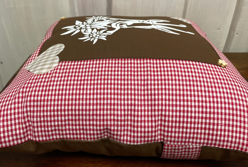 Landhausstil Kissenhülle * Kissenbezug * Bauernstube Dekokissen * Gamsbock *