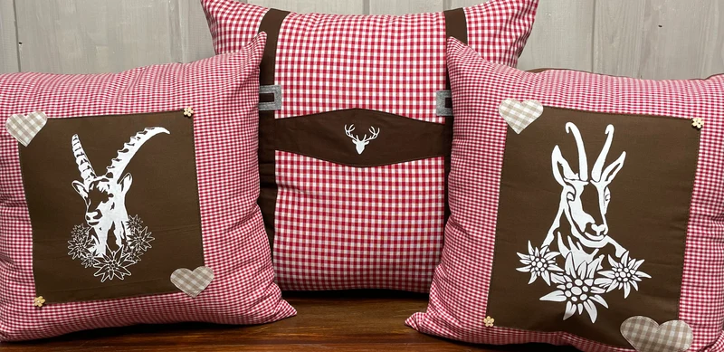 Landhausstil Kissenhülle * Kissenbezug * Bauernstube Dekokissen * Gamsbock *