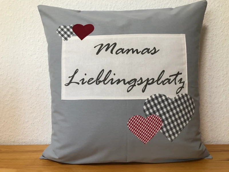 Landhausstil Kissenhülle * Kissenbezug * Dekokissen grau * Mamas Lieblingsplatz *