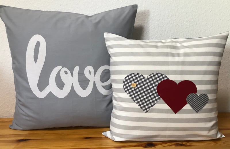 Landhausstil Kissenhülle * Kissenbezug * Dekokissen * Herzen *