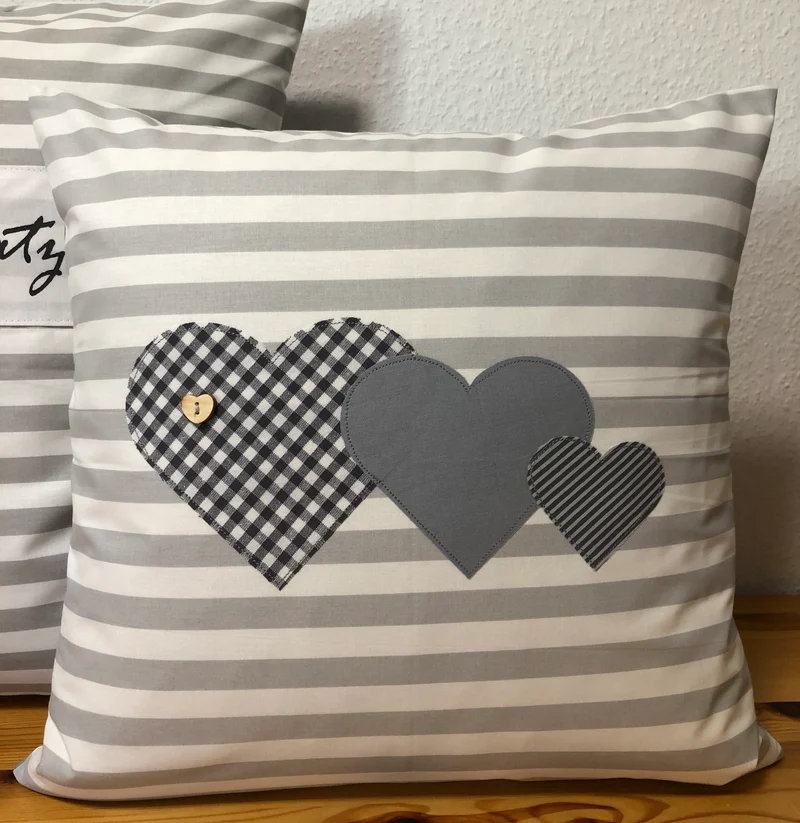 Landhausstil Kissenhülle * Kissenbezug * Dekokissen * Herzen *