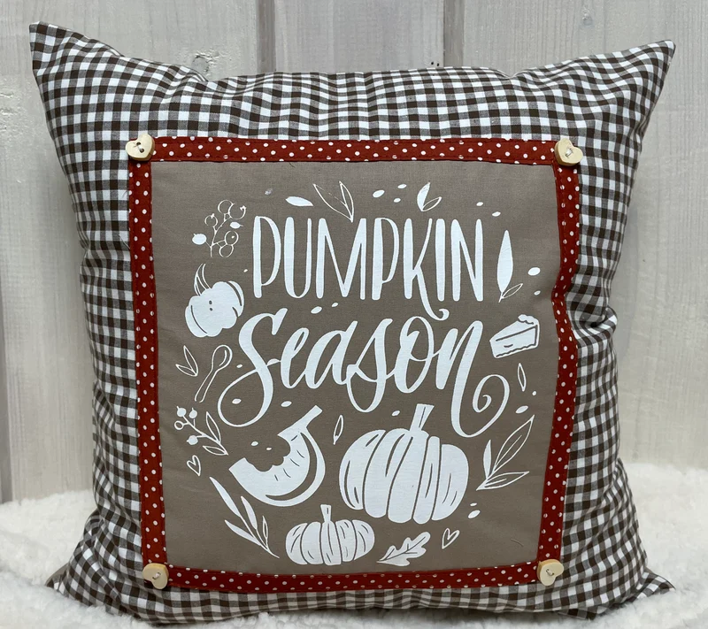 Landhausstil Kissenhülle, Kissenbezug, beige/braun kariertes Dekokissen * Herbst *