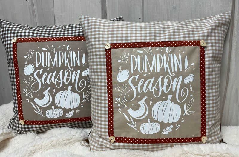 Landhausstil Kissenhülle, Kissenbezug, beige/braun kariertes Dekokissen * Herbst *