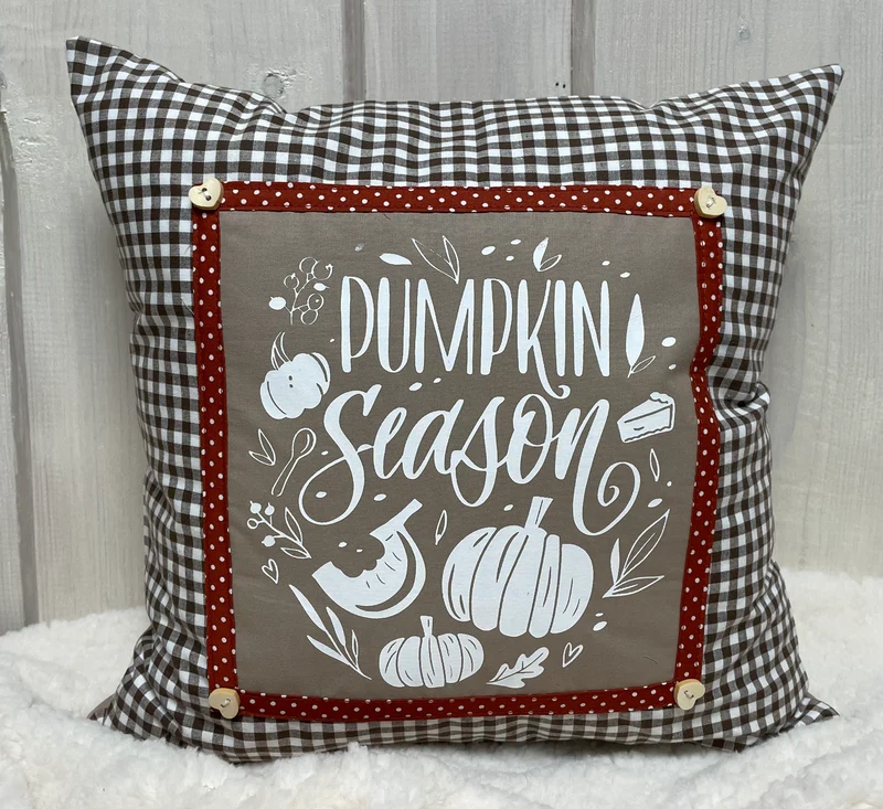 Landhausstil Kissenhülle, Kissenbezug, beige/braun kariertes Dekokissen * Herbst *