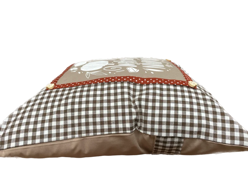Landhausstil Kissenhülle, Kissenbezug, beige/braun kariertes Dekokissen * Herbst *