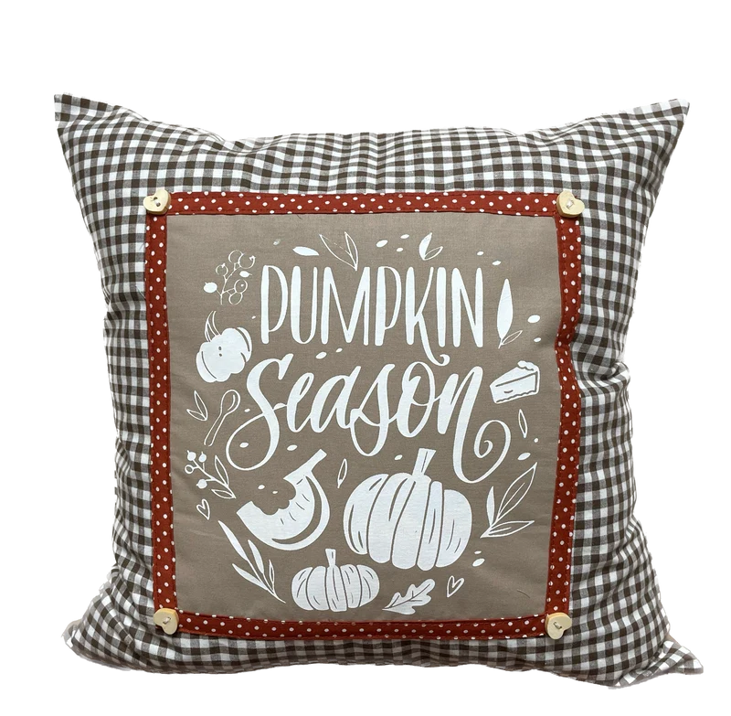 Landhausstil Kissenhülle, Kissenbezug, beige/braun kariertes Dekokissen * Herbst *