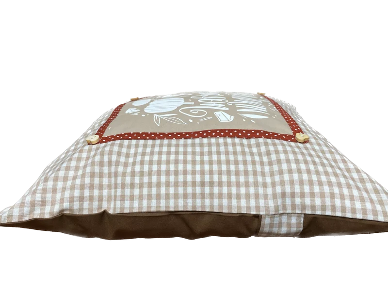 Landhausstil Kissenhülle, Kissenbezug, beige/weiß kariertes Dekokissen * Herbst *