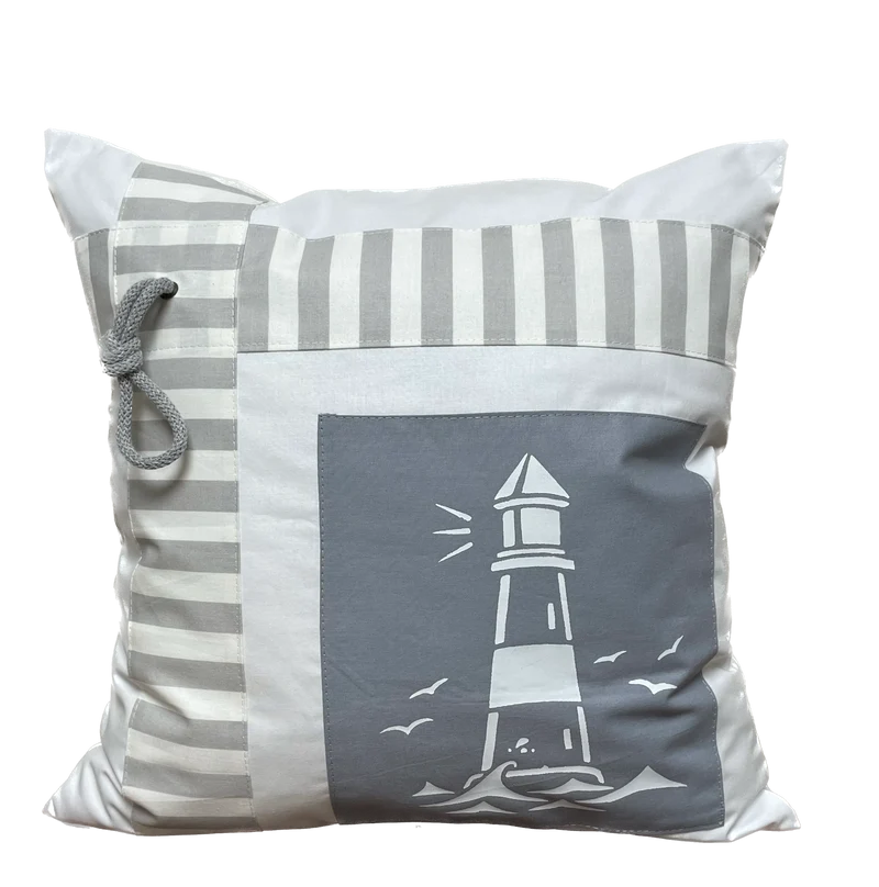 Maritime Kissenhülle, Landhausstil Kissenbezug * Leuchtturm * weiß/grau