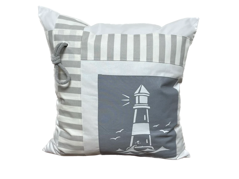 Maritime Kissenhülle, Landhausstil Kissenbezug * Leuchtturm * weiß/grau