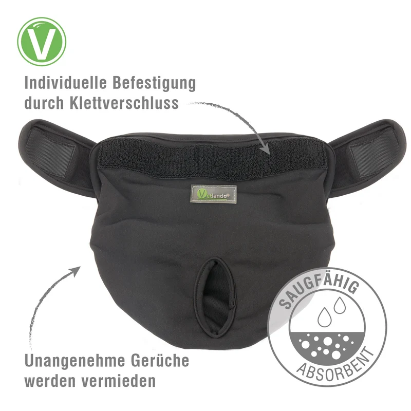 Waschbare Hündinnenwindel Schwarz