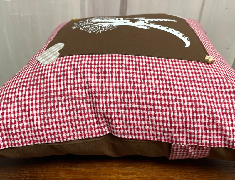 Landhausstil Kissenhülle, Kissenbezug, rot/weiß kariertes Dekokissen * Steinbock *