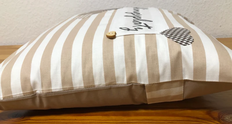 Landhausstil Kissenhülle * Kissenbezug beige/weiß * Lieblingsplatz *